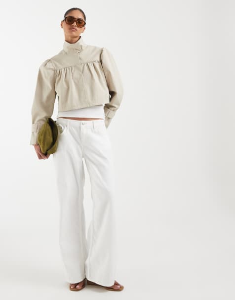 ASOS DESIGN funnel neck linen look jacket in stone - view 1