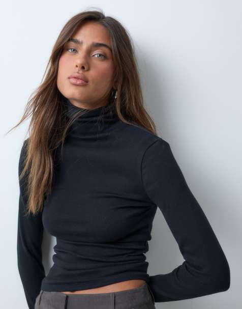 ASOS DESIGN funnel neck long sleeve top in black - view 1