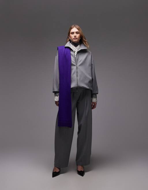ASOS DESIGN funnel neck longline bomber jacket in charcoal, 4 of 4