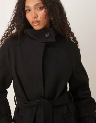 Asos Design Funnel Neck Longline Formal Trench Coat In Black
