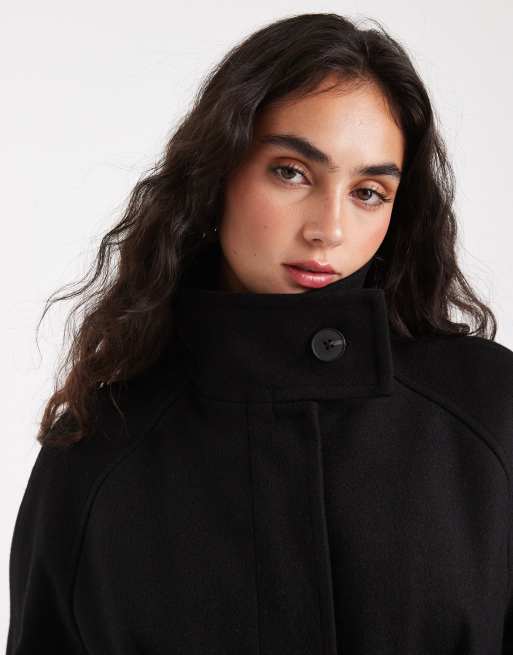 ASOS DESIGN funnel neck longline formal trench coat in black