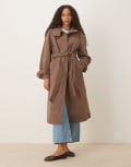 [ASOS DESIGN] ASOS DESIGN funnel neck longline formal trench coat in mocha-Brown 12 Mocha