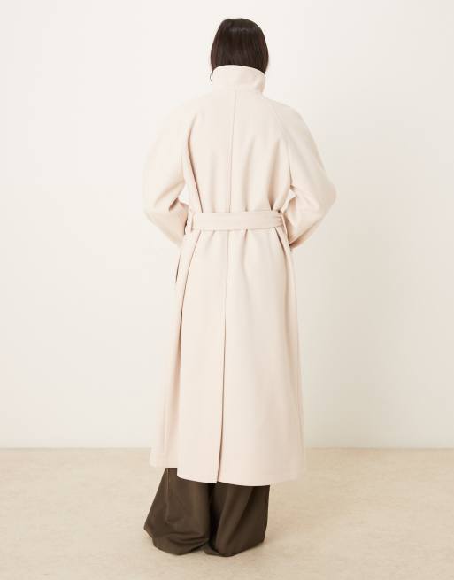 ASOS DESIGN funnel neck longline formal trench coat in oatmeal