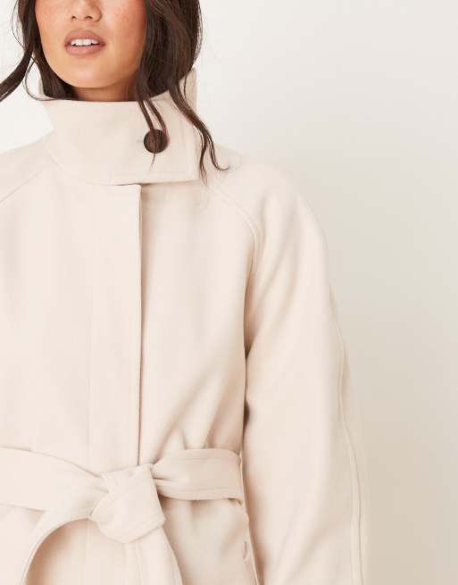 ASOS DESIGN funnel neck longline formal trench coat in oatmeal