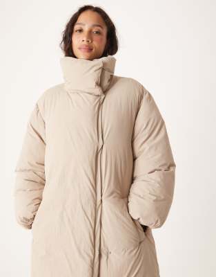 Asos Design Funnel Neck Longline Puffer Jacket In Multi