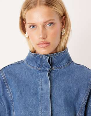 Asos Design Funnel Neck Oversized Jacket In Black