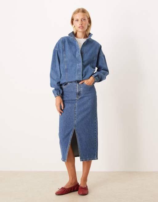 ASOS DESIGN funnel neck oversized jacket in indigo