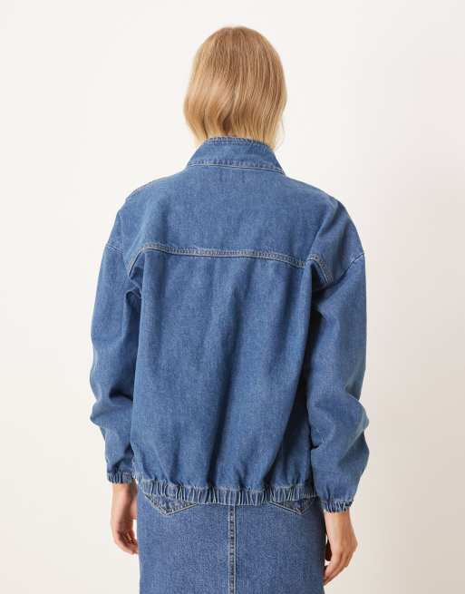 ASOS DESIGN funnel neck oversized jacket in indigo