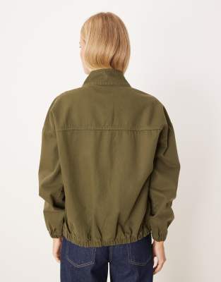 Asos Design Funnel Neck Oversized Jacket In Green