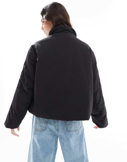 Asos design sustainable puffer jacket in black with funnel neck clearance