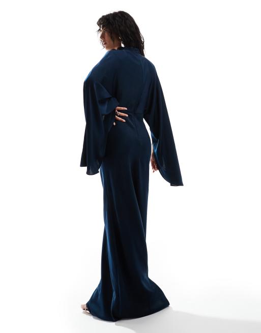 Asos navy long dress hotsell