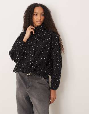 Asos Design Funnel Neck Sports Jacket With Gathered Hem In Black