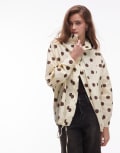 [ASOS DESIGN] ASOS DESIGN funnel neck sports shirt in buttermilk polka dot-Multi M Buttermilk Polka Dot
