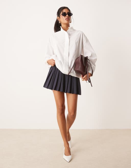 ASOS DESIGN funnel neck sports shirt in white
