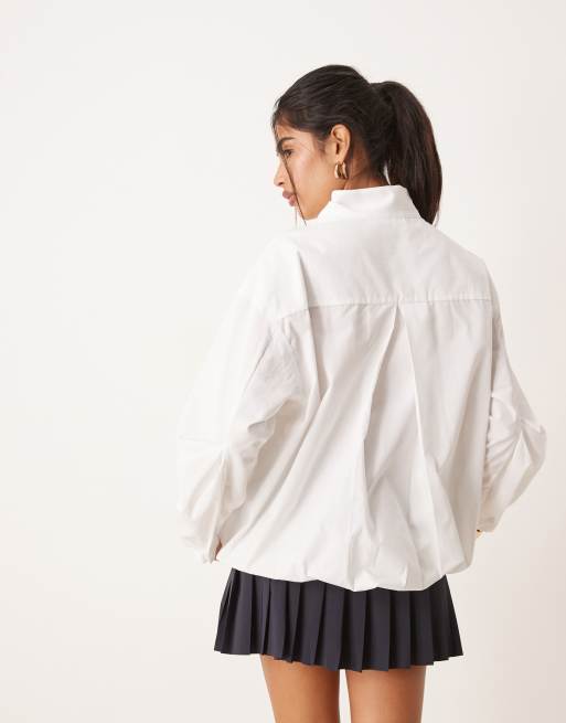 ASOS DESIGN funnel neck sports shirt in white