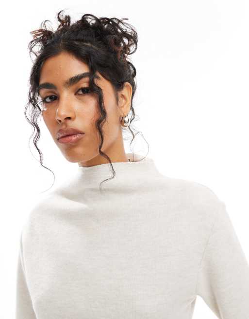 ASOS DESIGN funnel neck super soft sweat in cream - part of a set