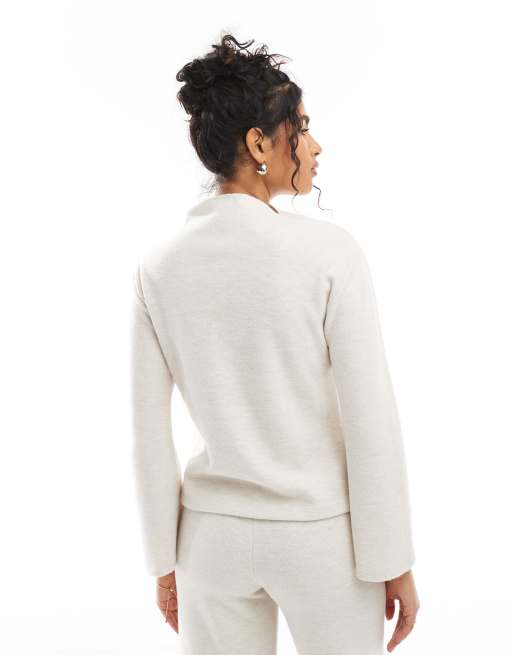 ASOS DESIGN funnel neck super soft sweat in cream - part of a set