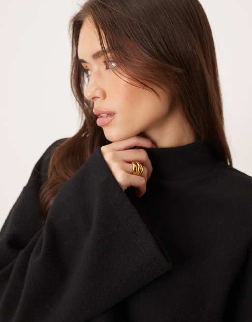 ASOS DESIGN funnel neck supersoft top co ord in black, 3 of 4