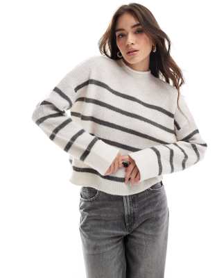 ASOS DESIGN funnel neck sweater in stripe