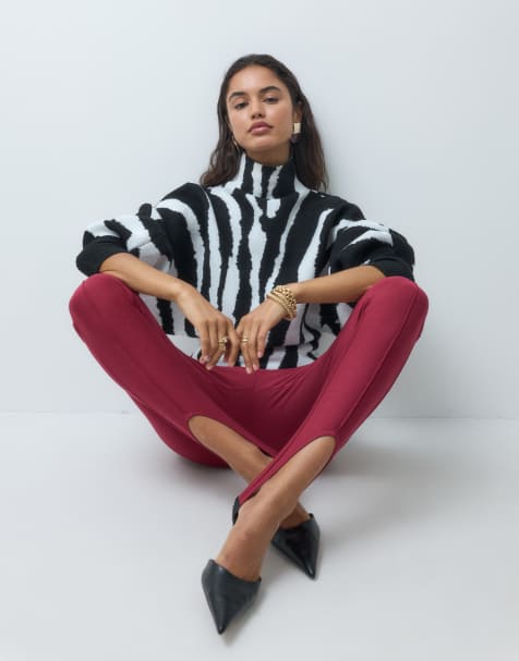 ASOS DESIGN funnel neck sweater in zebra - view 1