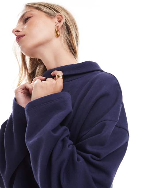 ASOS DESIGN funnel neck sweatshirt in navy ASOS