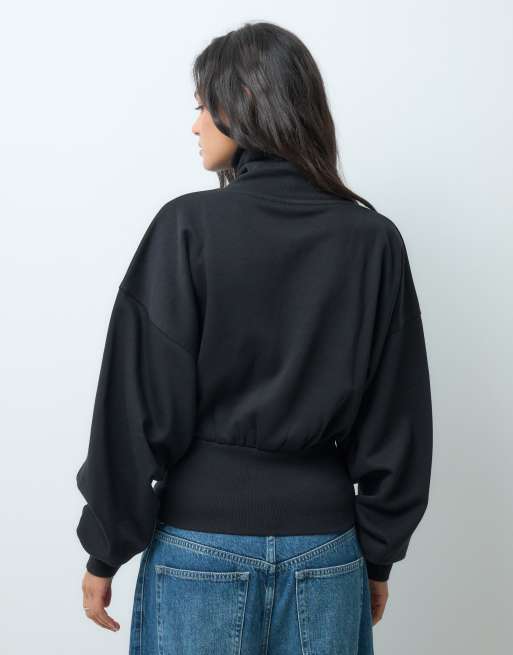ASOS DESIGN funnel neck sweatshirt with cinch waist in black, 5 of 5