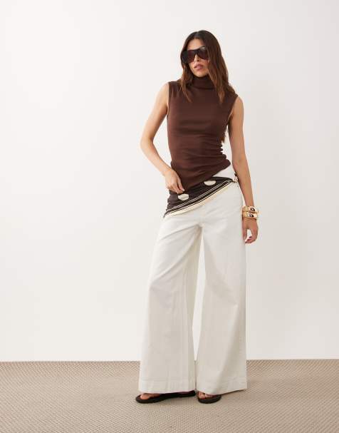 ASOS DESIGN funnel neck tank top in brown - view 1