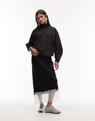 Asos Design Funnel Neck Tech Jacket With Pleat Sleeve Detail In Black