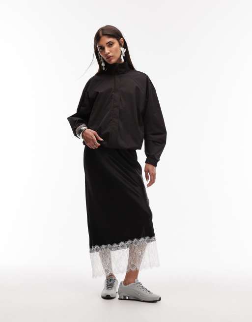 ASOS DESIGN - Giacca tecnica nera con scollo a imbuto e dettaglio a pieghe sulle maniche