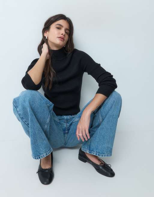 ASOS DESIGN funnel neck top in black, 2 of 4