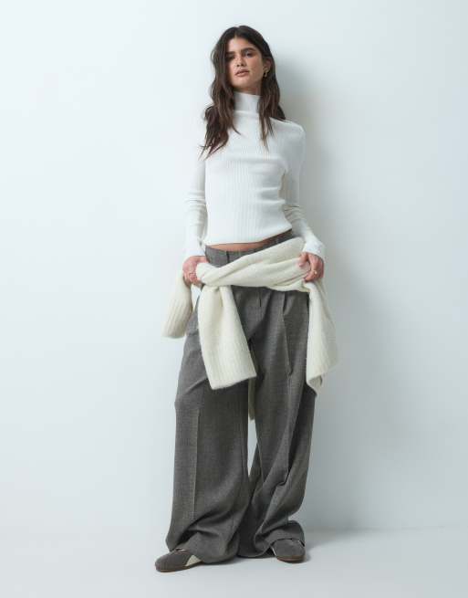 ASOS DESIGN funnel neck top in cream, 2 of 4