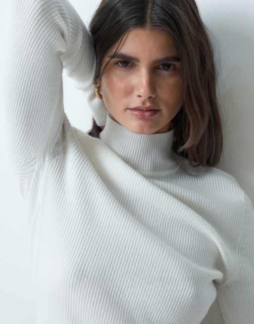 ASOS DESIGN funnel neck top in cream, 3 of 4