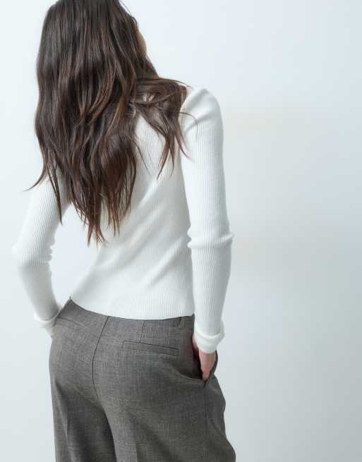 ASOS DESIGN funnel neck top in cream, 4 of 4