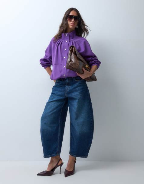 ASOS DESIGN funnel neck track jacket in purple - view 1