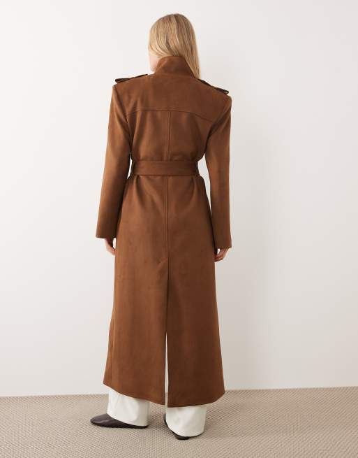 ASOS DESIGN funnel neck trench in faux suede, 4 of 4