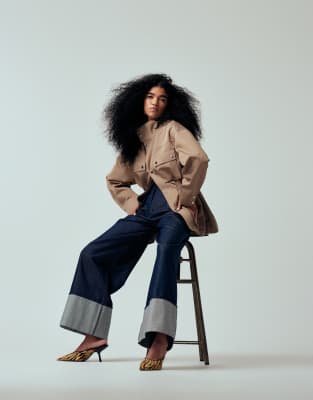 Asos Design Funnel Neck Utility Detail Jacket In Brown