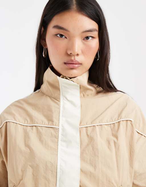 ASOS DESIGN funnel neck windbreaker jacket in beige - part of a set, 3 of 4