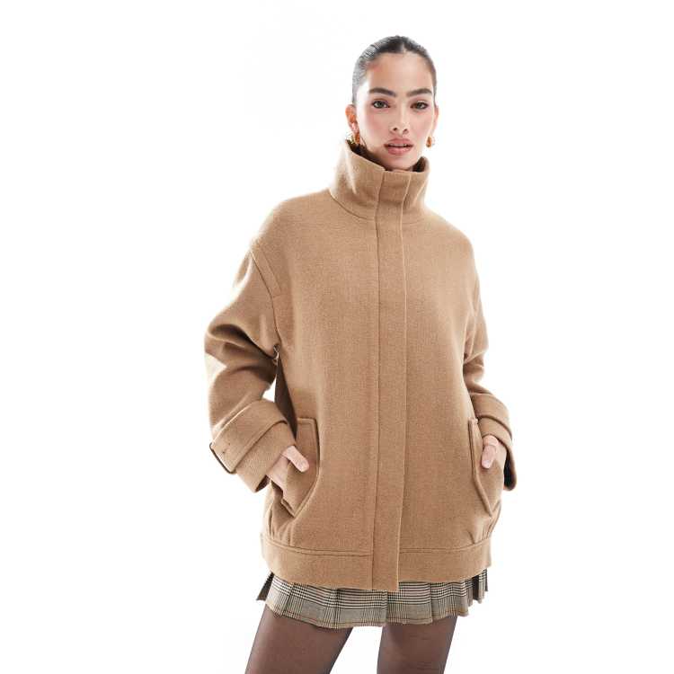ジャケット・アウター high neck wool bomber jacket ASOS DESIGN funnel neck wool bomber jacket in camel | ASOS