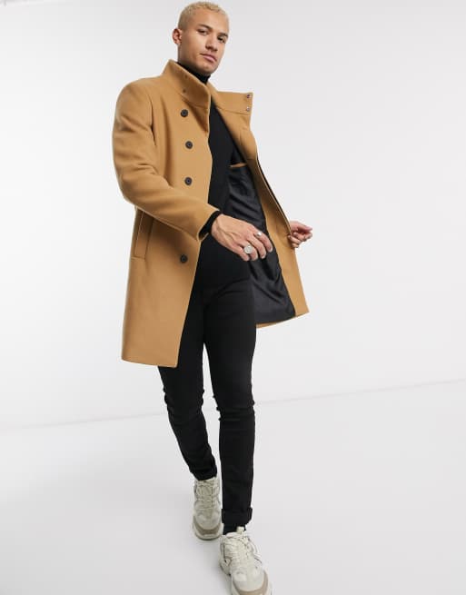 Asos design wool mix outlet trench coat in camel