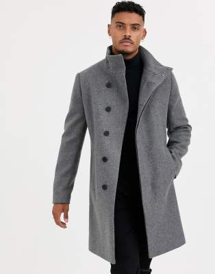 mens funnel neck overcoat