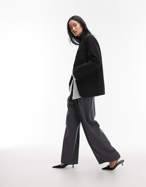 ASOS DESIGN funnel neck wrap blazer in black