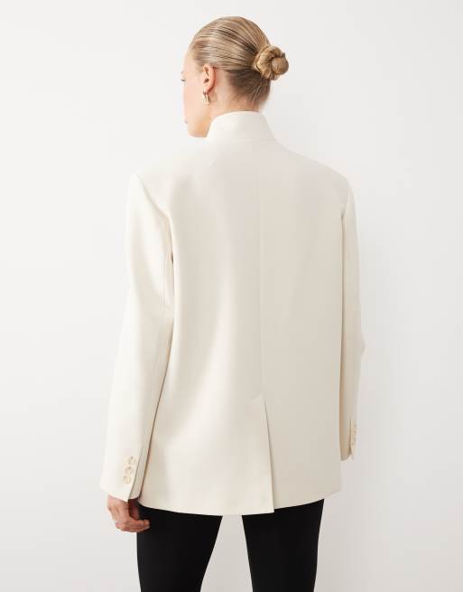 ASOS DESIGN funnel neck wrap blazer in ivory, 4 of 4