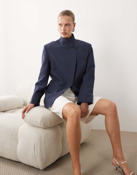 ASOS DESIGN funnel neck wrap blazer in - view 1