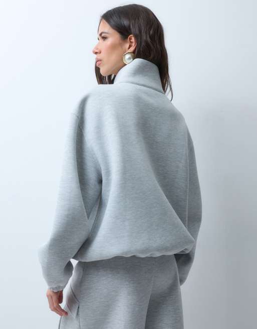 ASOS DESIGN funnel neck zip up in scuba-style fabric set in gray, 4 of 4