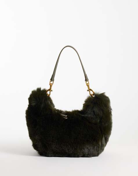 ASOS DESIGN fur shoulder bag in  green - view 1