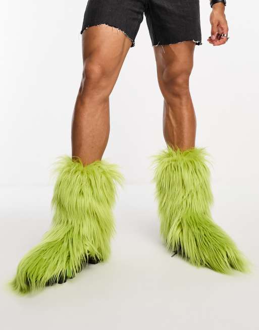 Green store fuzzy boots