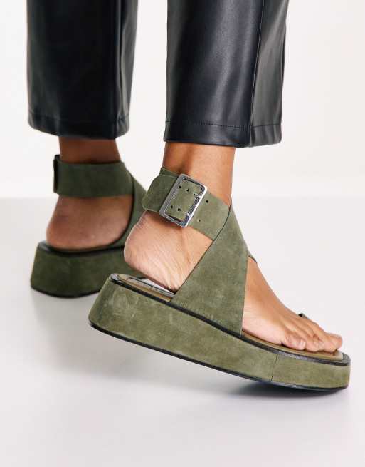 Khaki suede sandals sale