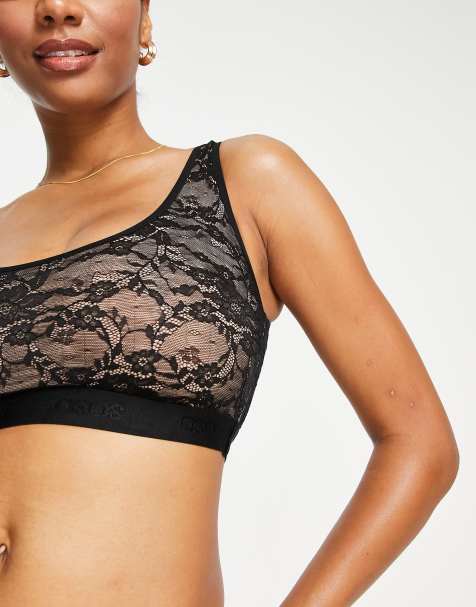 ASOS DESIGN – Fylligare byst – Caris – Svart BH med djup ringning och resår med logga - view 1