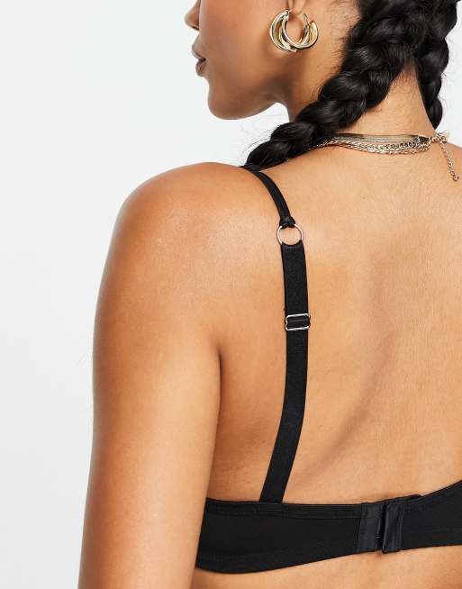 ASOS DESIGN – Fylligare byst – Celeste – 3D Svart, vadderad spetsbehå med djup urringning, 2 av 4