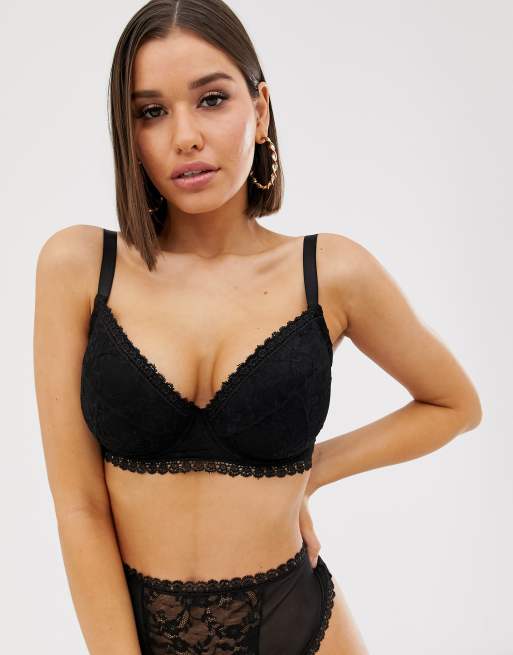 ASOS DESIGN – Fylligare Byst – Everly –Vadderad spetsbehå i balconette-modell med bygel